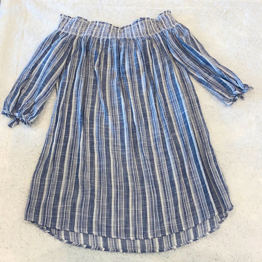 XL Off the Shoulder Blue and White Dress